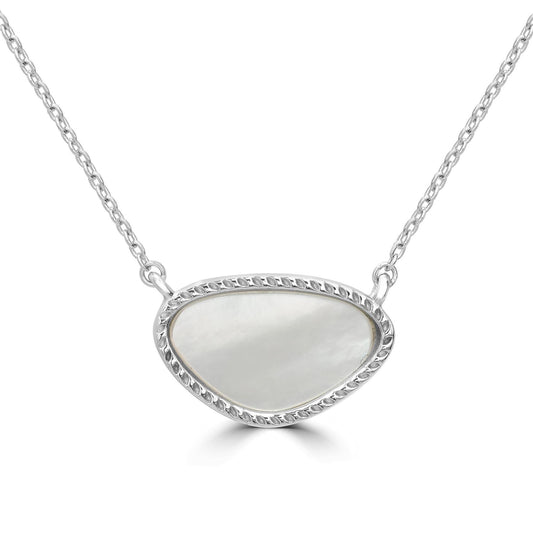 Sterling Silver White Mother Of Pearl Pendant Necklace, 18 Inches