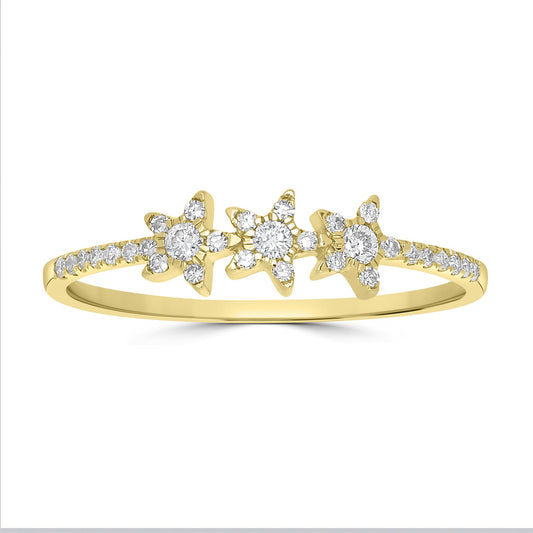 14K Gold Round Diamond Star Ring, .15 Carats, Sizes 6 to 8