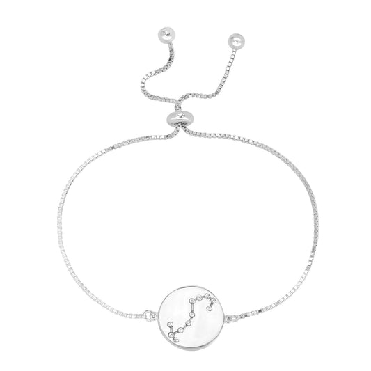 Sterling Silver Scorpio Zodiac Crystal Bracelet with Adjustable Chain, 5 to 9 Inches