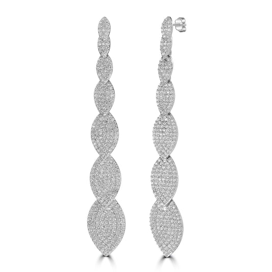 Judy Crowell Jewelry Sterling Silver Graduated Marquis Cubic Zirconia Drop Earrings
