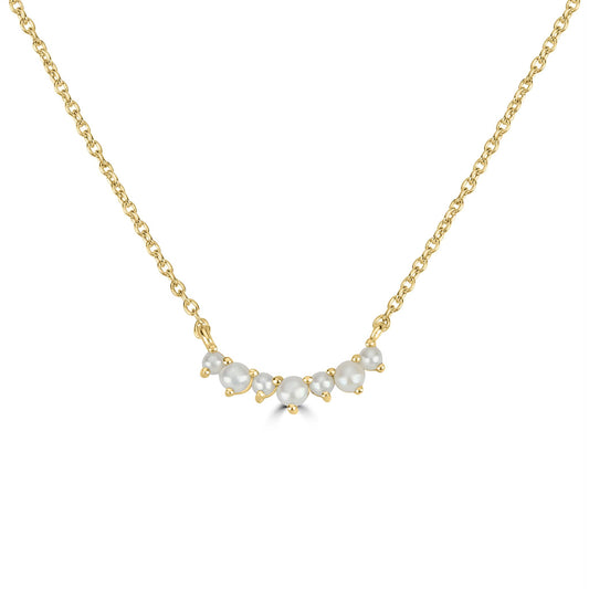 Grace 14K Gold over Sterling Silver Freshwater Pearl Curved Bar Necklace, 18 Inches