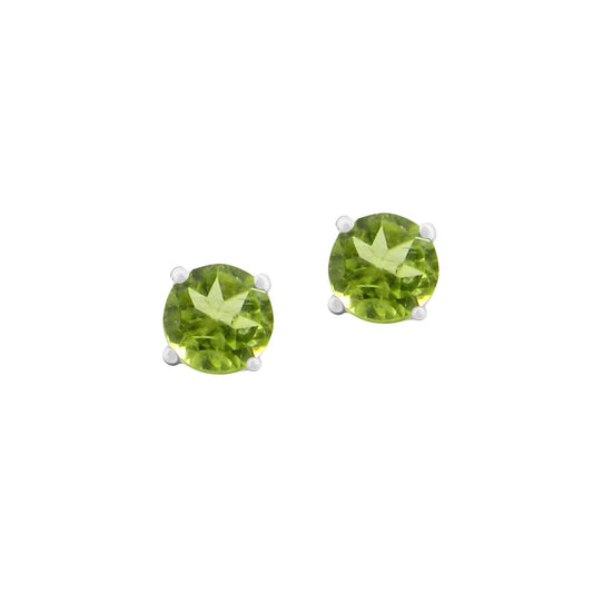 Sterling Silver Round Peridot Stud Earrings
