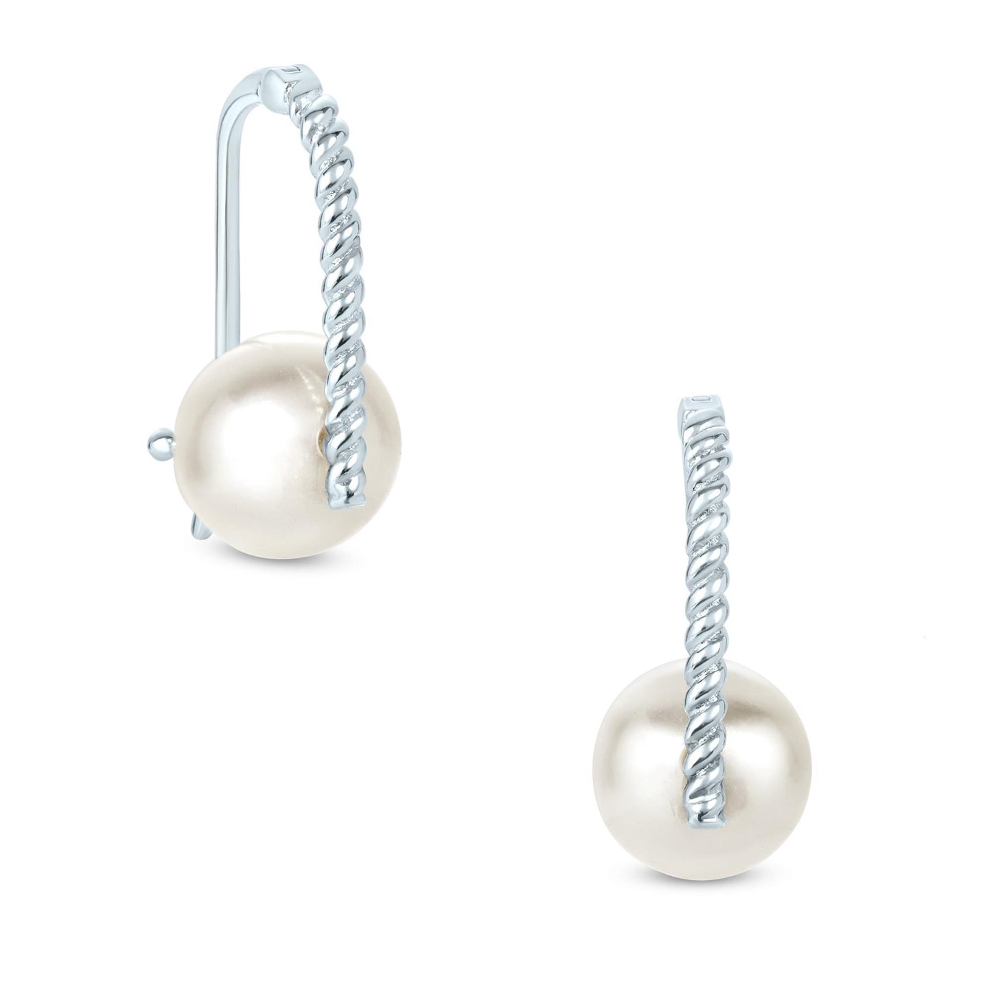 Sterling Silver White Cultured Freshwater Pearl Hoop Earrings