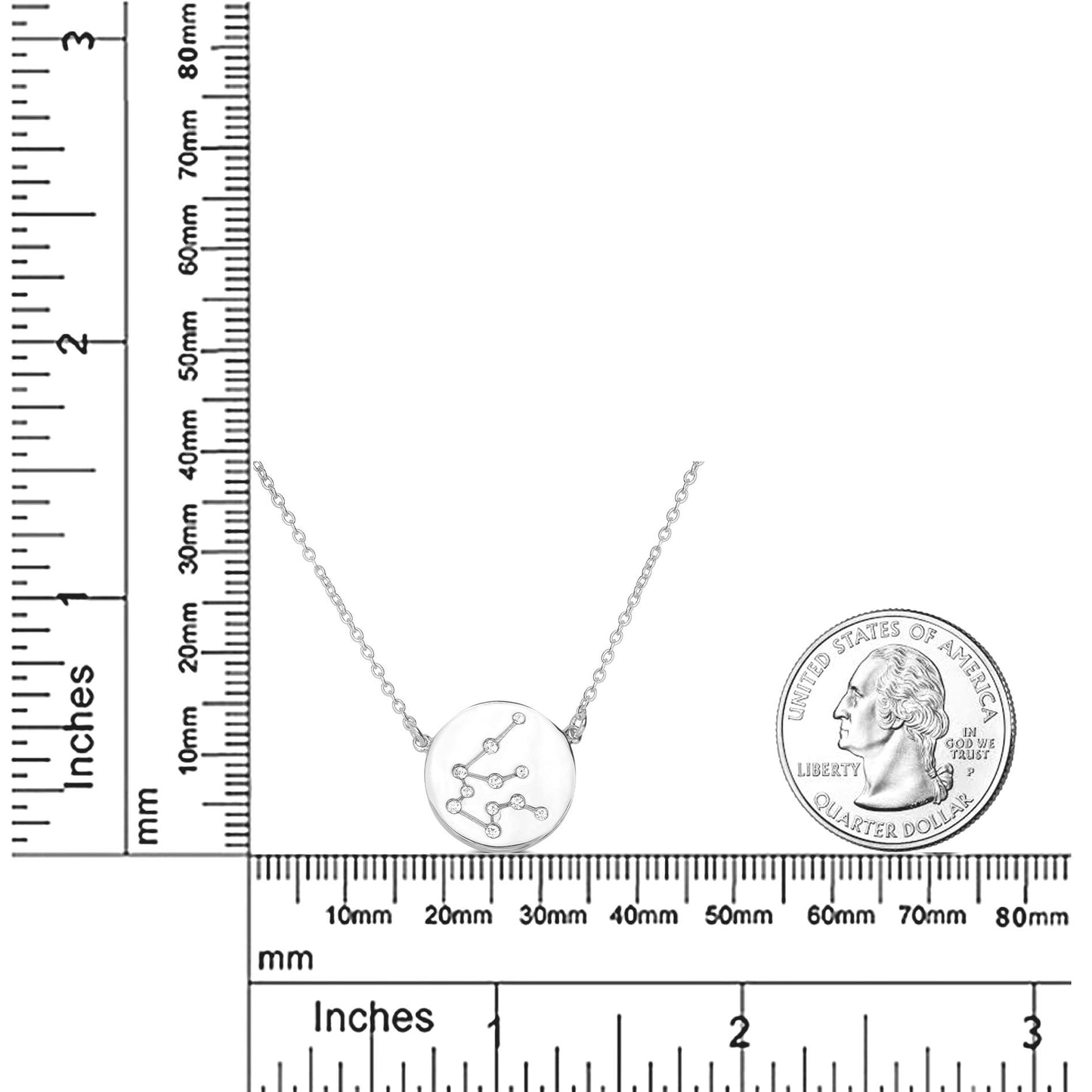 Gemistry Sterling Silver Aquarius Zodiac Crystal Pendant Necklace, 16 Inches