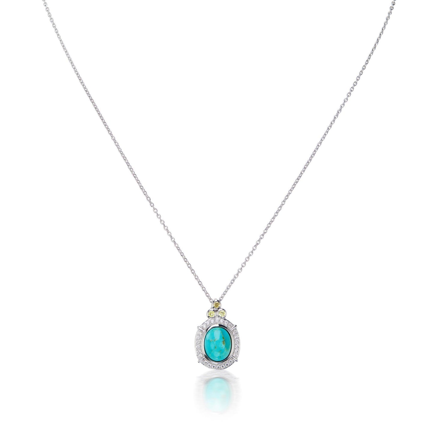 GG Collection Oval Cabochon Kingman Turquoise Pendant Necklace in Sterling Silver