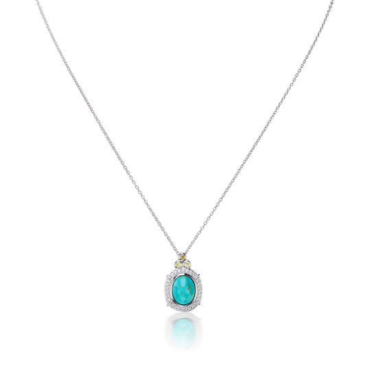 GG Collection Oval Cabochon Kingman Turquoise Pendant Necklace in Sterling Silver