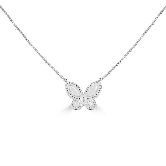Bob Mackie Jewelry Silver-Plated Brass Turquoise, Green and White Cubic Zirconia Butterfly Pendant Necklace, 16-18 Inches