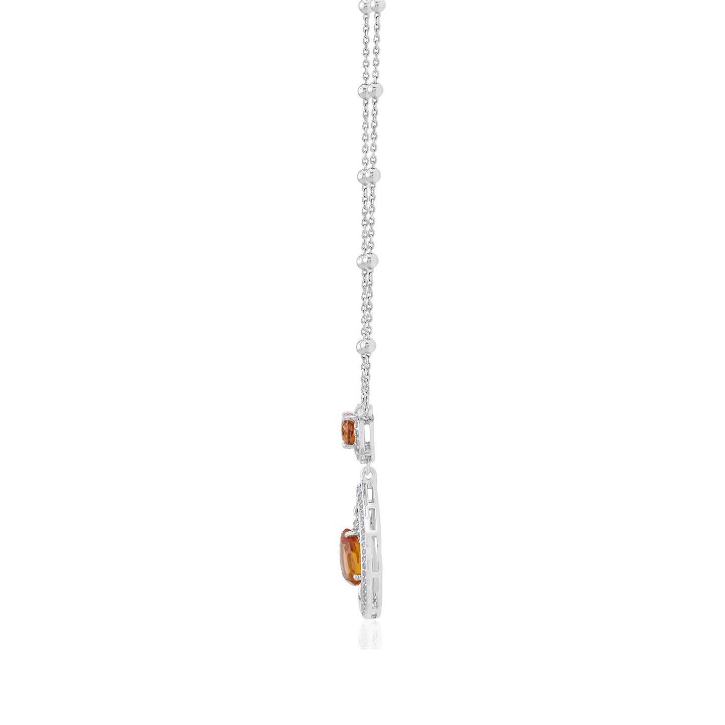 Sterling Silver Madeira Citrine Dramatic Pear Drop Pendant Necklace with Bead Chain, 18 inch