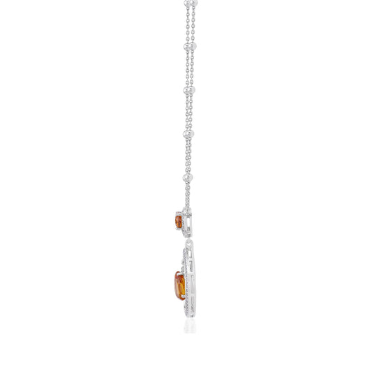 Sterling Silver Madeira Citrine Dramatic Pear Drop Pendant Necklace with Bead Chain, 18 inch