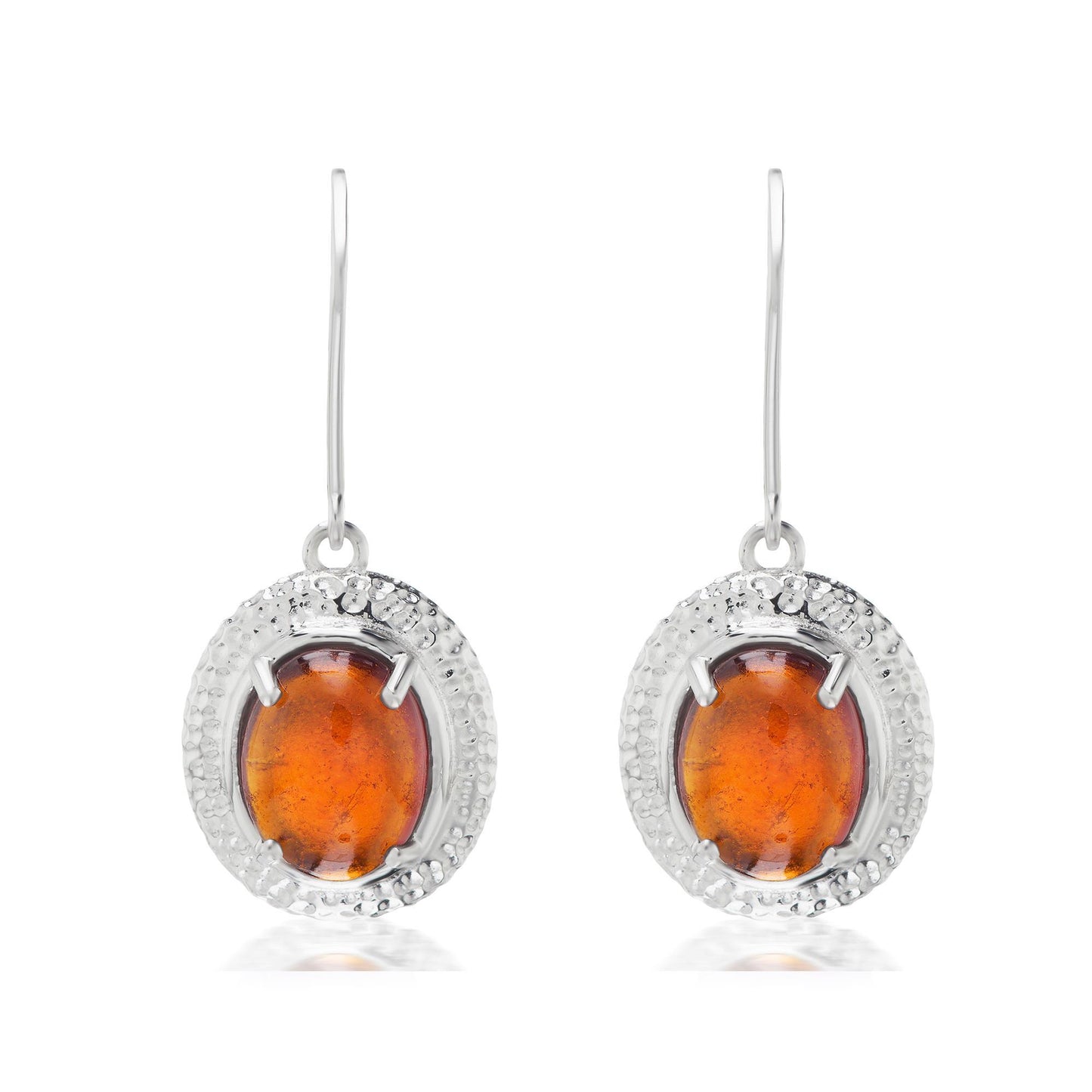GG Collection Sterling Silver 7.15 Carat Hessonite Oval Dangle Earrings