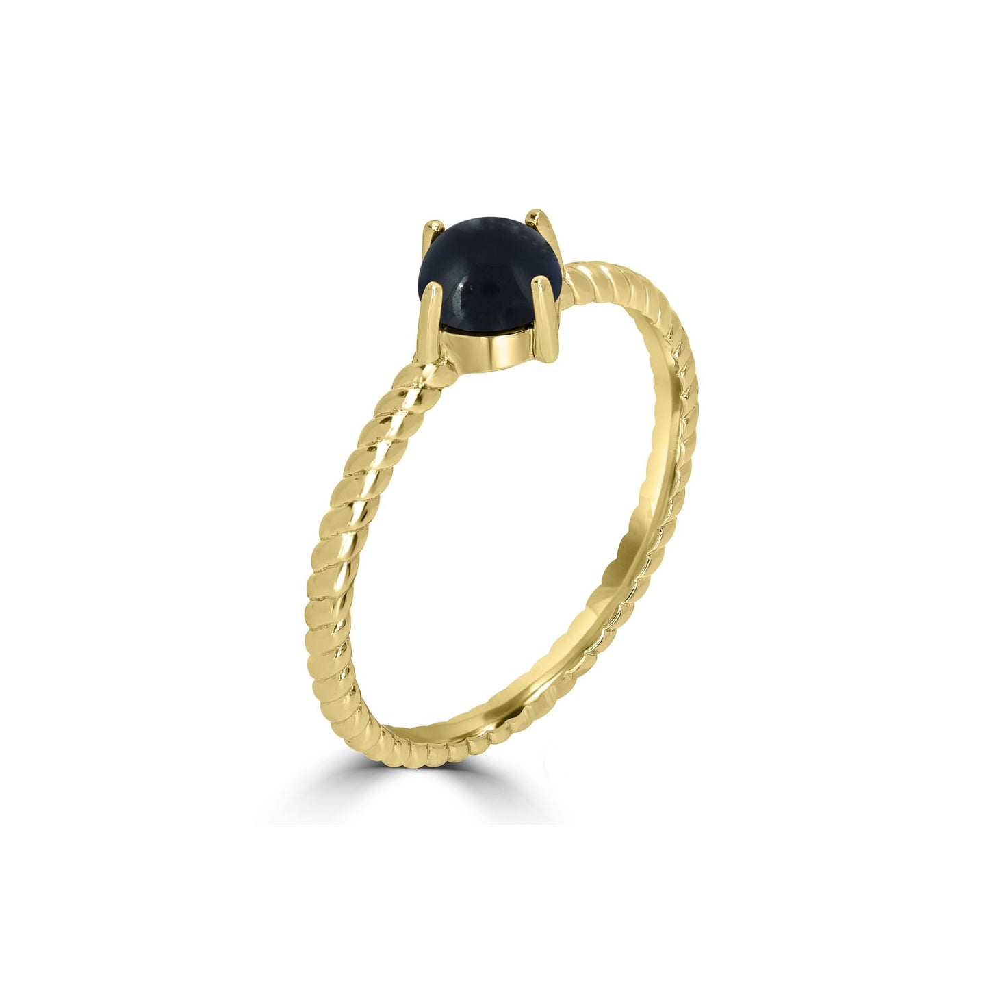 Maya 14K Gold Round Solitaire Iolite Gemstone Stackable Ring, Sizes 5 to 9