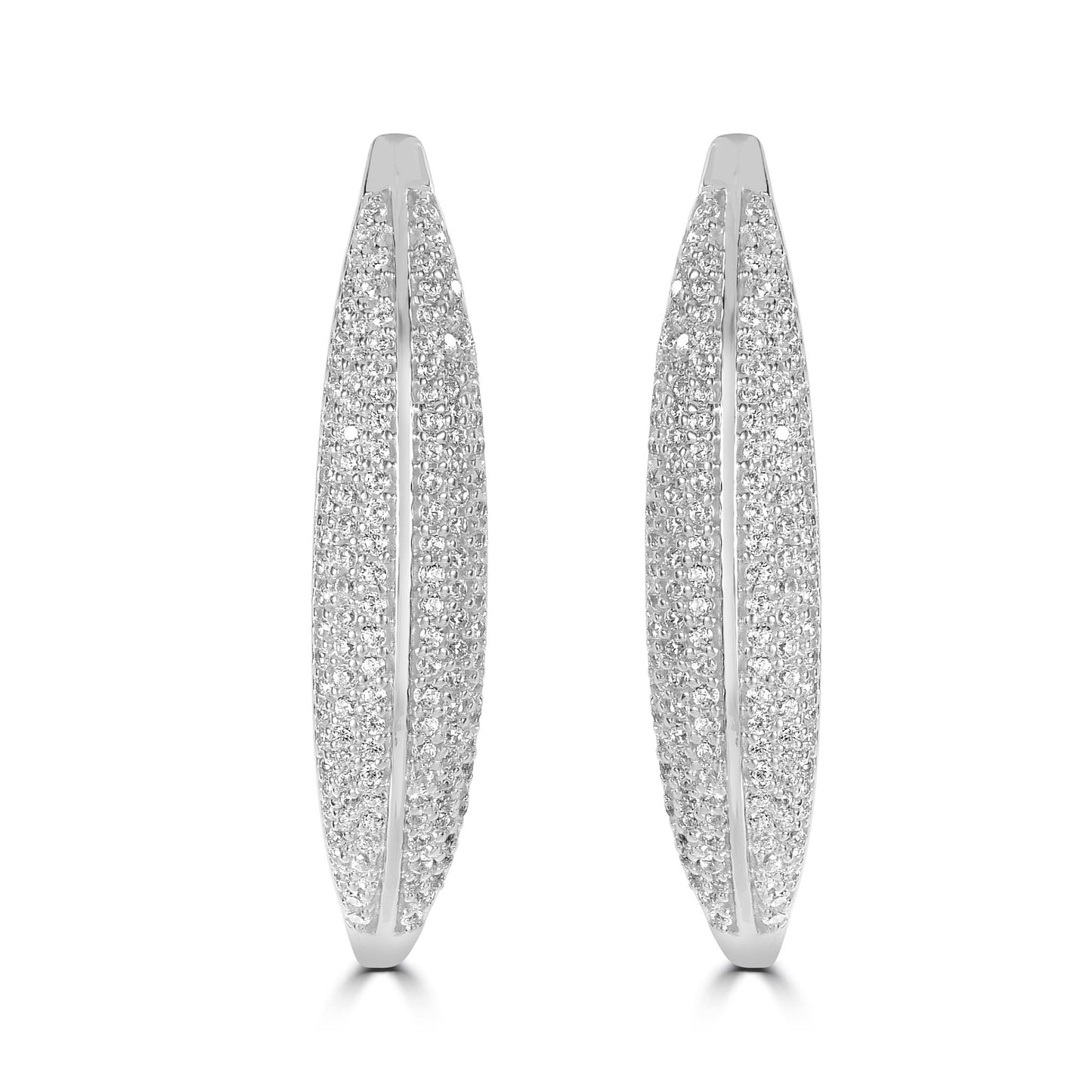 Judy Crowell Jewelry Sterling Silver Cubic Zirconia Hoop Earrings