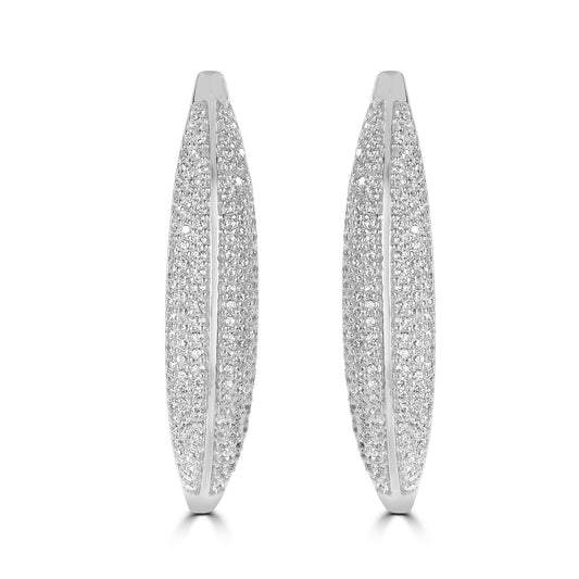 Judy Crowell Jewelry Sterling Silver Cubic Zirconia Hoop Earrings