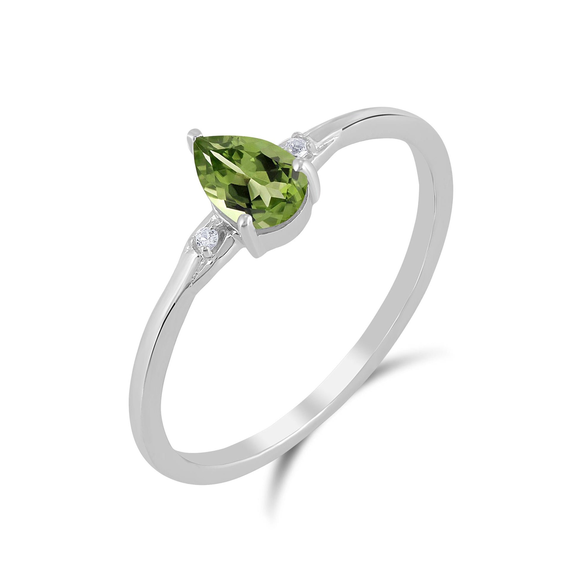 Dew 14k Gold Peridot Gemstone Stackable Pear Ring