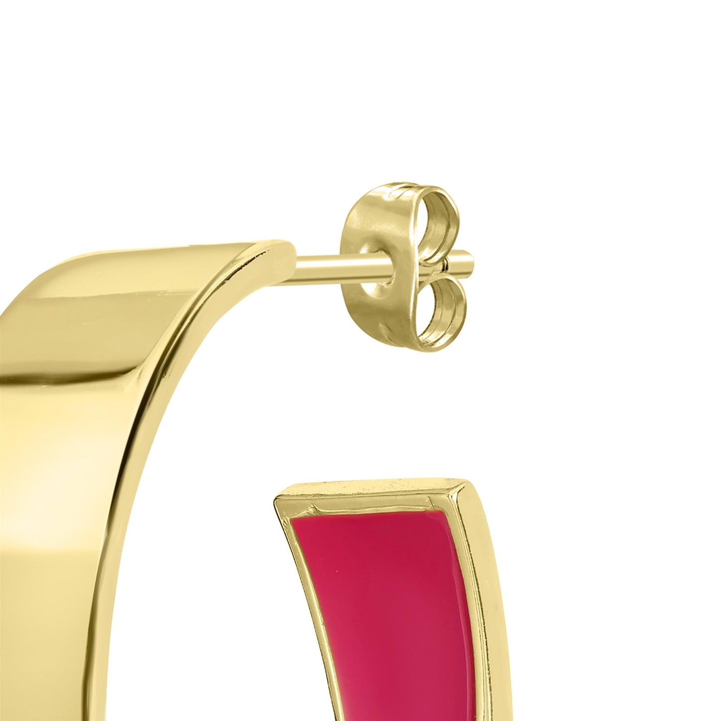 Bob Mackie Jewelry 14K Gold Over Brass Pink Enamel Hoop Earrings