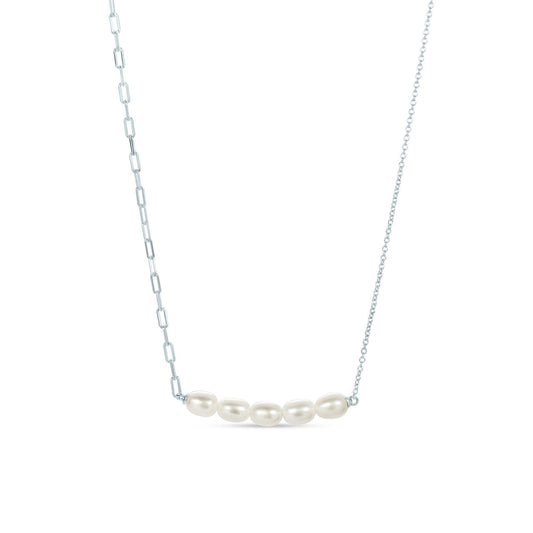 Sterling Silver White Cultured Freshwater Pearl Necklace