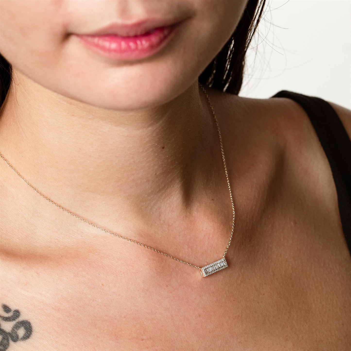 Gemistry Womens or Girls 14K White Gold Round White Diamond Pendant Necklace with 15 Inch Chain. April Birthstone Month, Gift For Her.