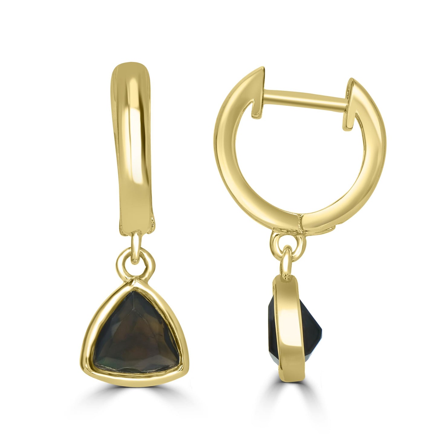 Sterling Silver Genuine Black Opal Dangle Earrings
