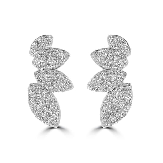 Judy Crowell Jewelry Sterling Silver Graduated Marquis Cubic Zirconia Crawler Earrings
