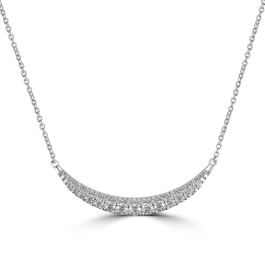 Judy Crowell Jewelry Sterling Silver Curved Cubic Zirconia Bar Necklace