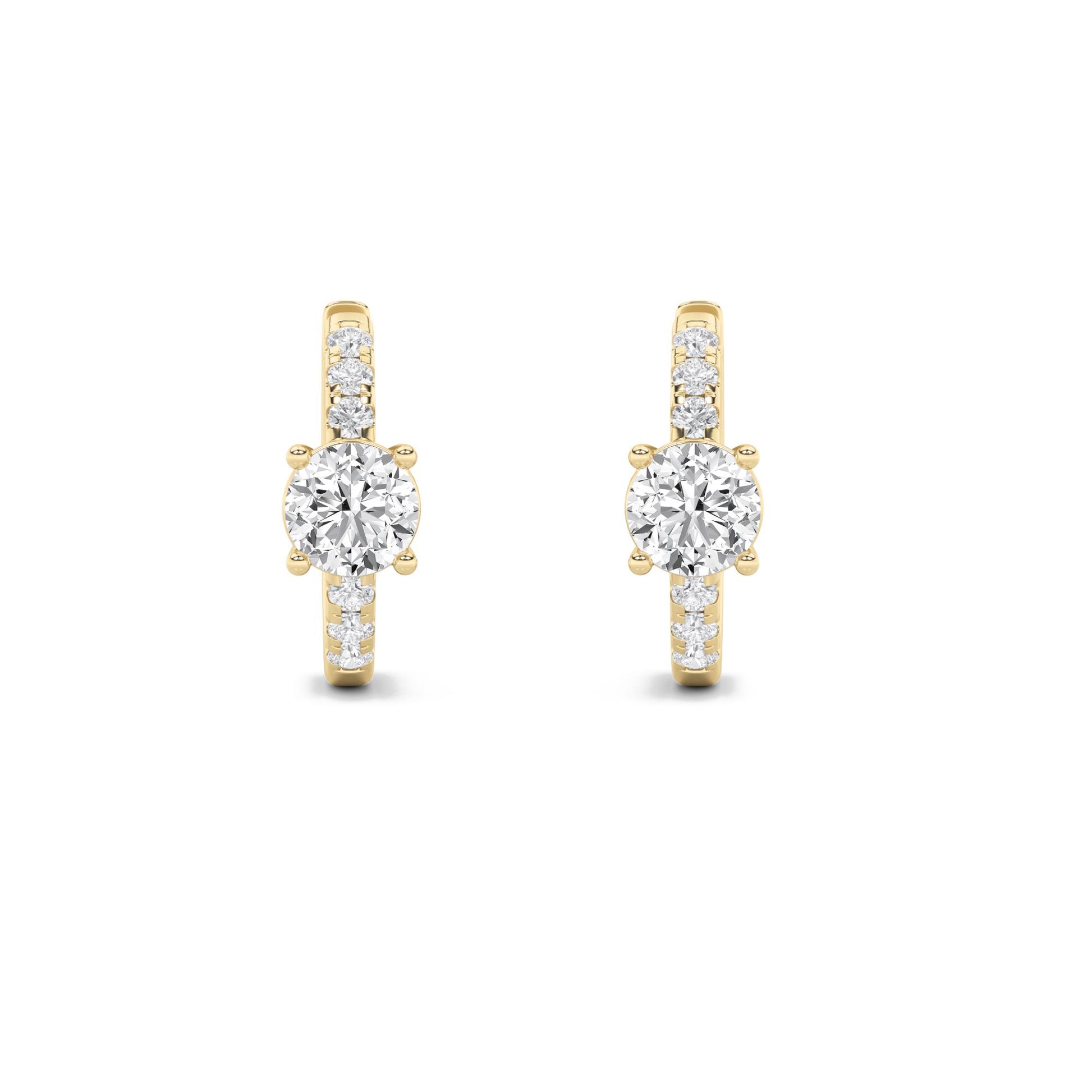 14K Gold 1.5 CTTW Lab Grown Diamond Round Cut Hoop Earrings