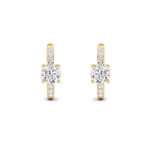 14K Gold 1.5 CTTW Lab Grown Diamond Round Cut Hoop Earrings