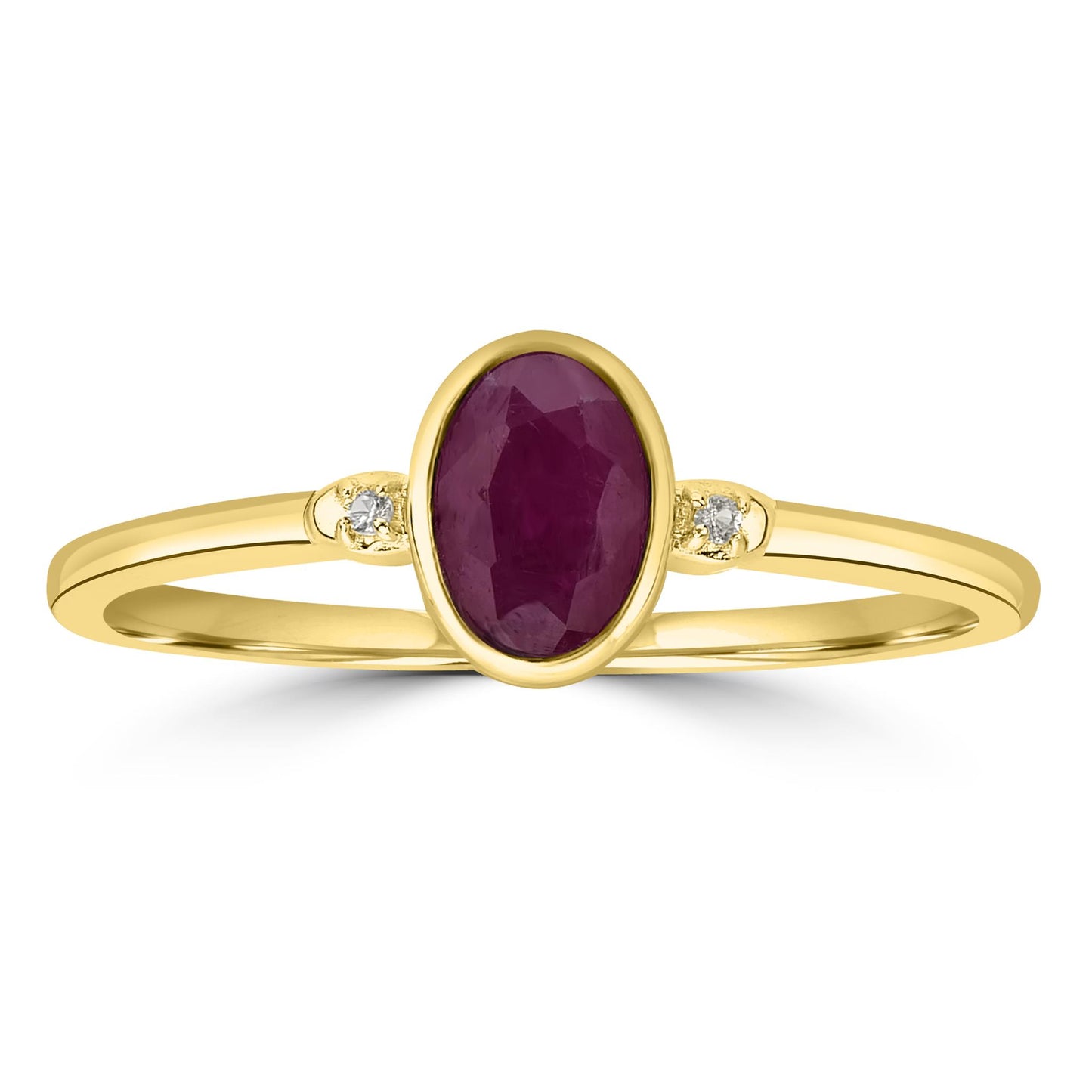 Kate 14K Gold Over Sterling Silver Ruby and White Topaz Stackable Oval Ring, Sizes 6 to 8