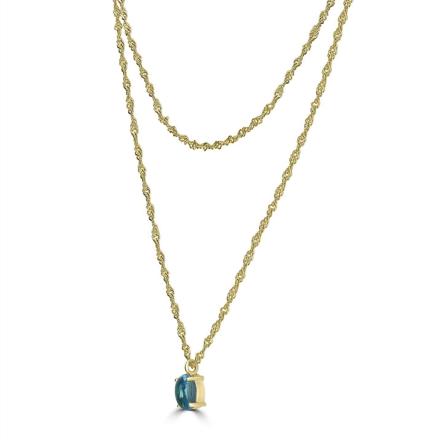 14K Gold over Sterling Silver Double Strand Swiss Blue Topaz Pendant Necklace, 18 Inches