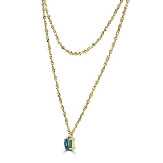 14K Gold over Sterling Silver Double Strand Swiss Blue Topaz Pendant Necklace, 18 Inches