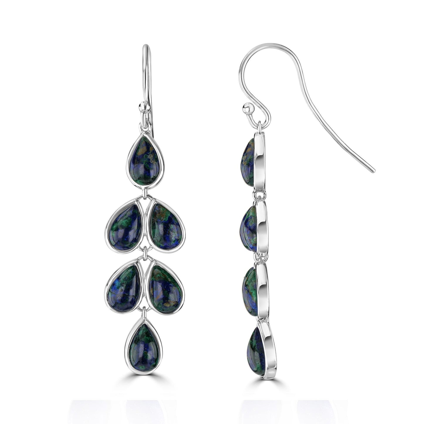 Gemistry "GG Collection" Pear Cabochon Gemstone Drop Earrings in Sterling Silver
