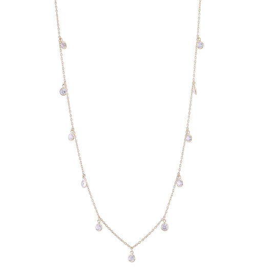 Drop Necklace in 925 Sterling Silver with White CZ