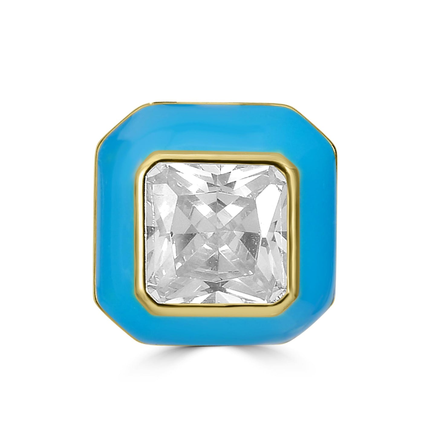 Bob Mackie Jewelry 14K Gold Over Brass Turquoise Enamel Cubic Zirconia Stud Earrings