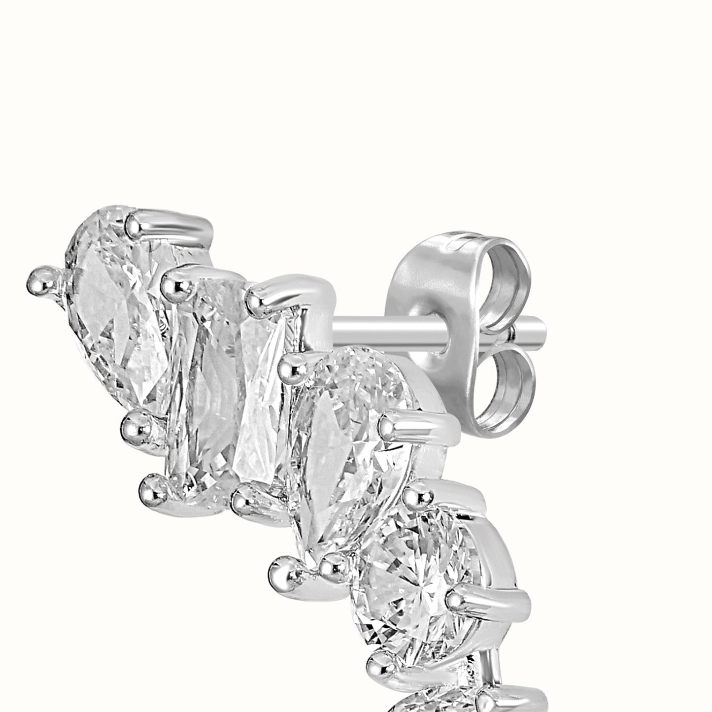 Bob Mackie Jewelry Silver-Plated Brass Multi-Stone Cubic Zirconia Hoop Earrings