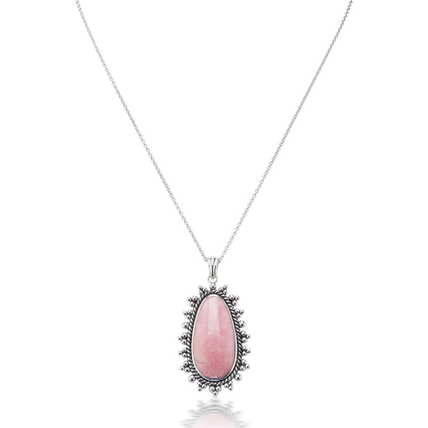 GG Collection Sterling Silver Fancy Pink Opal Pendant Necklace