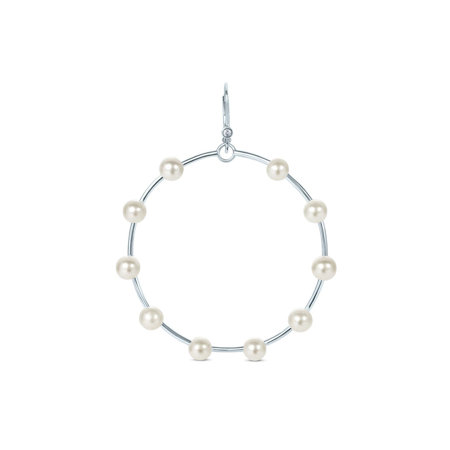 Sterling Silver White Cultured Freshwater Pearl Front Facing Hoop Earrings