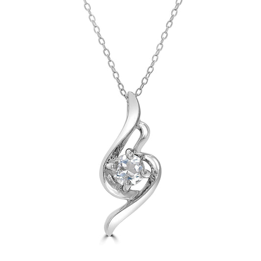 Sterling Silver White Topaz Cable Pendant Necklace, 18 Inches