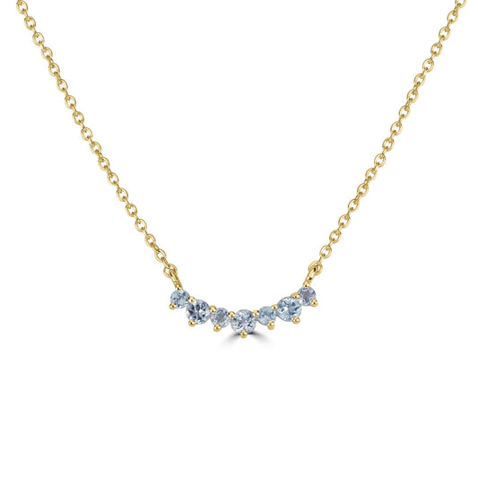 Grace 14K Gold over Sterling Silver Aquamarine Curved Bar Necklace, 18 Inches