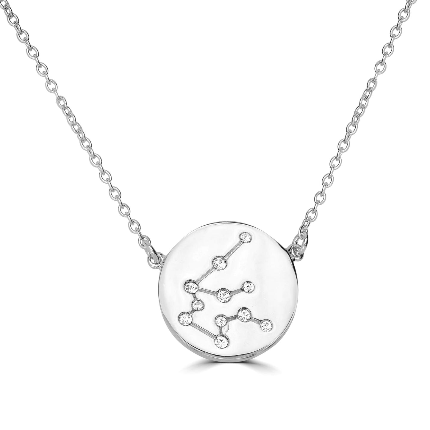 Gemistry Sterling Silver Aquarius Zodiac Crystal Pendant Necklace, 16 Inches