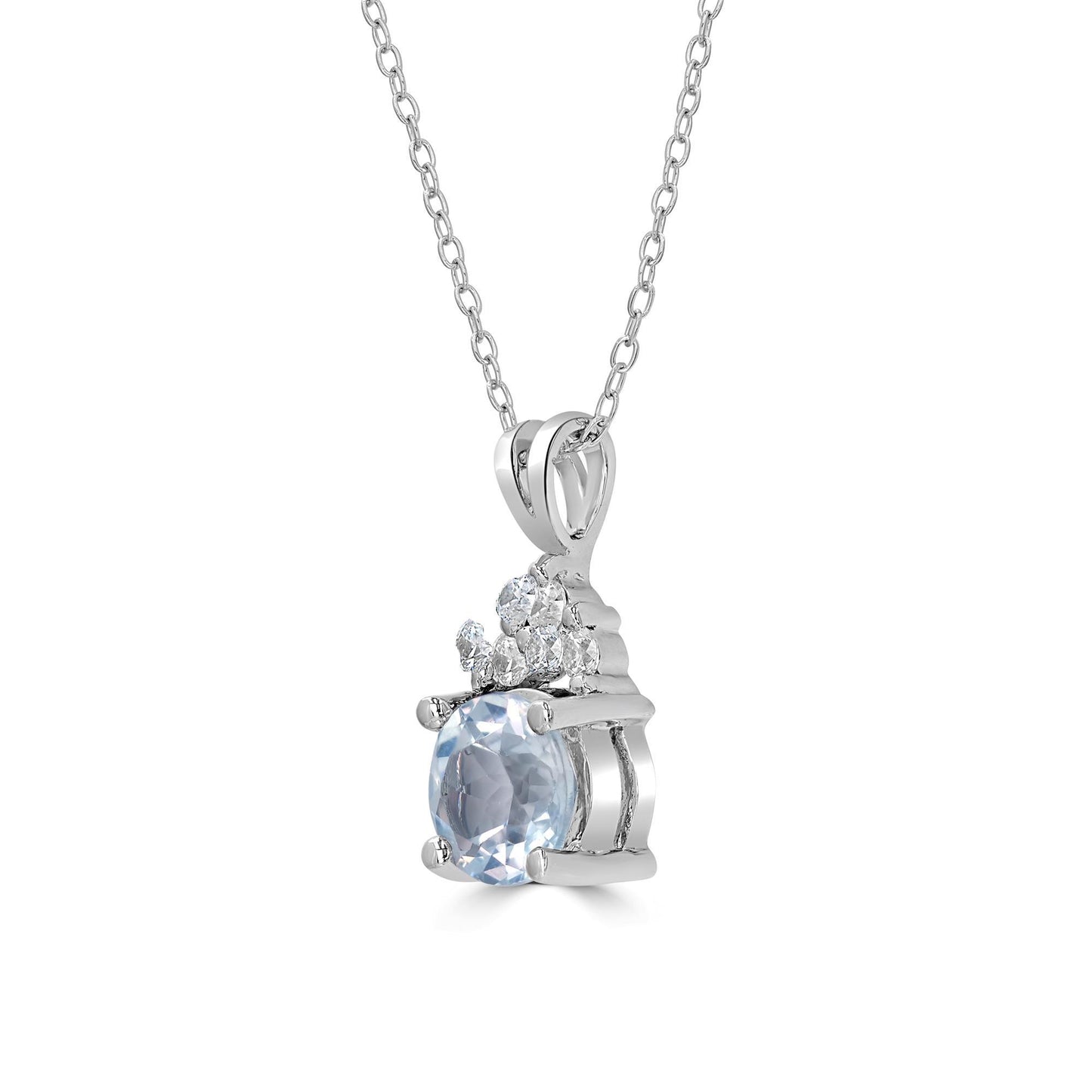 Sterling Silver White Topaz and Cubic Zirconia Round Cut Pendant Necklace, 18 Inches