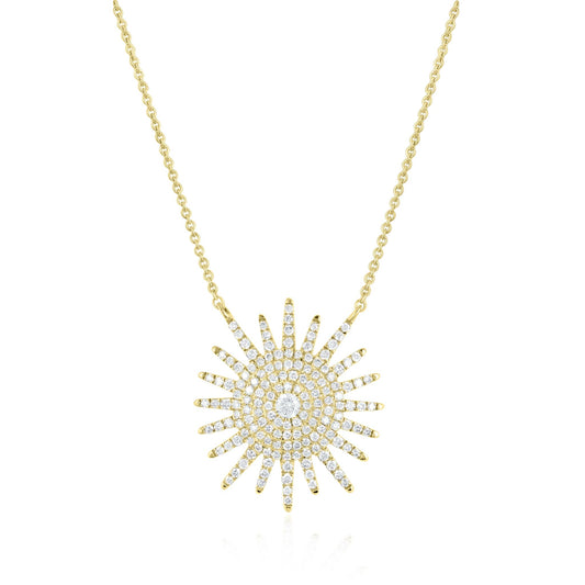 Gemistry 14K Yellow Gold 0.54 Ct Round Diamond Halo Pendant Necklace(GH Color, I1 Clarity)