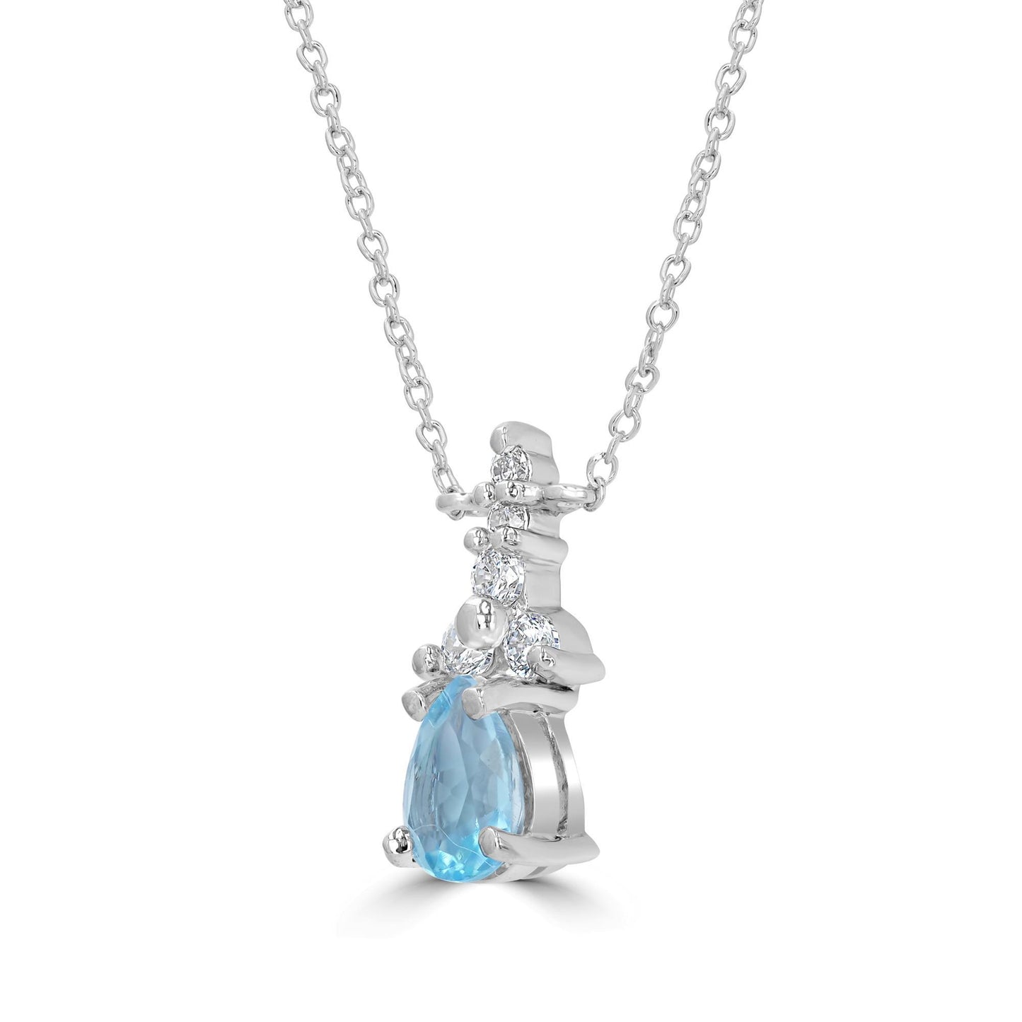 Sterling Silver Blue Topaz Cubic Zirconia Pendant Necklace, 18 Inches