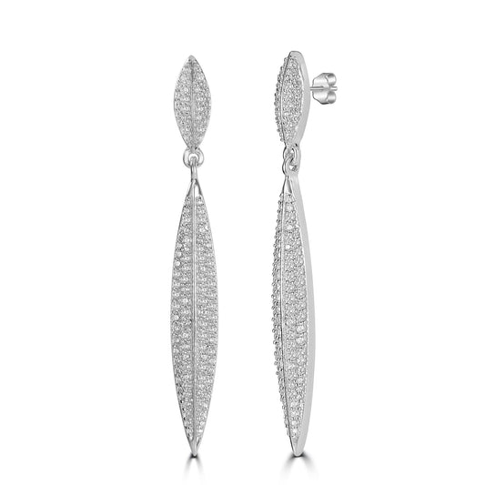 Judy Crowell Jewelry Sterling Silver Long Marquis Cubic Zirconia Drop Earrings