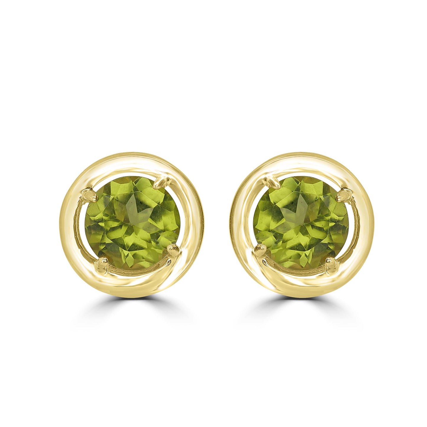 14K Gold over Sterling Silver Peridot Round Stud Earrings