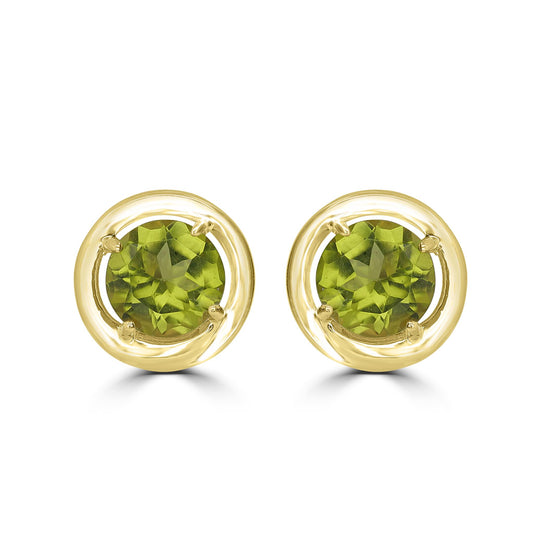 14K Gold over Sterling Silver Peridot Round Stud Earrings
