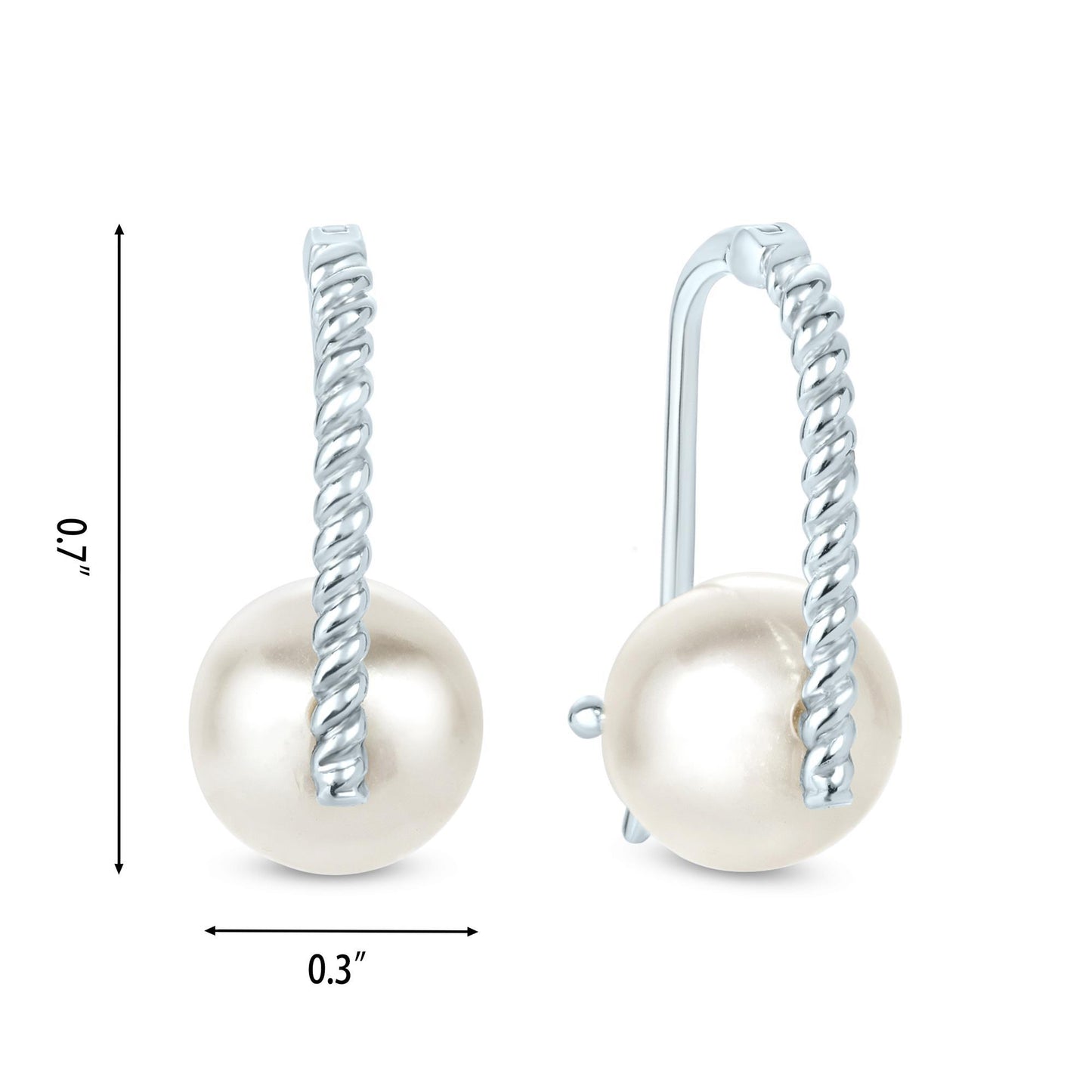 Sterling Silver White Cultured Freshwater Pearl Hoop Earrings