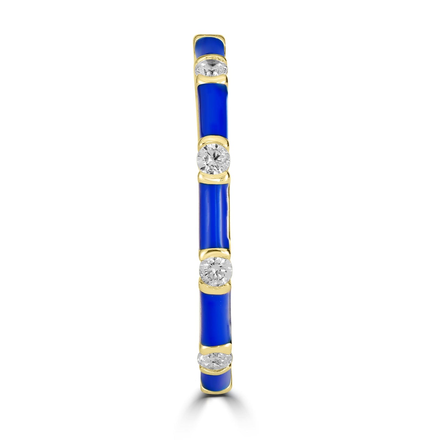 Bob Mackie Jewelry Gold over Brass Blue Enamel White Cubic Zirconia Band Ring, Size 7
