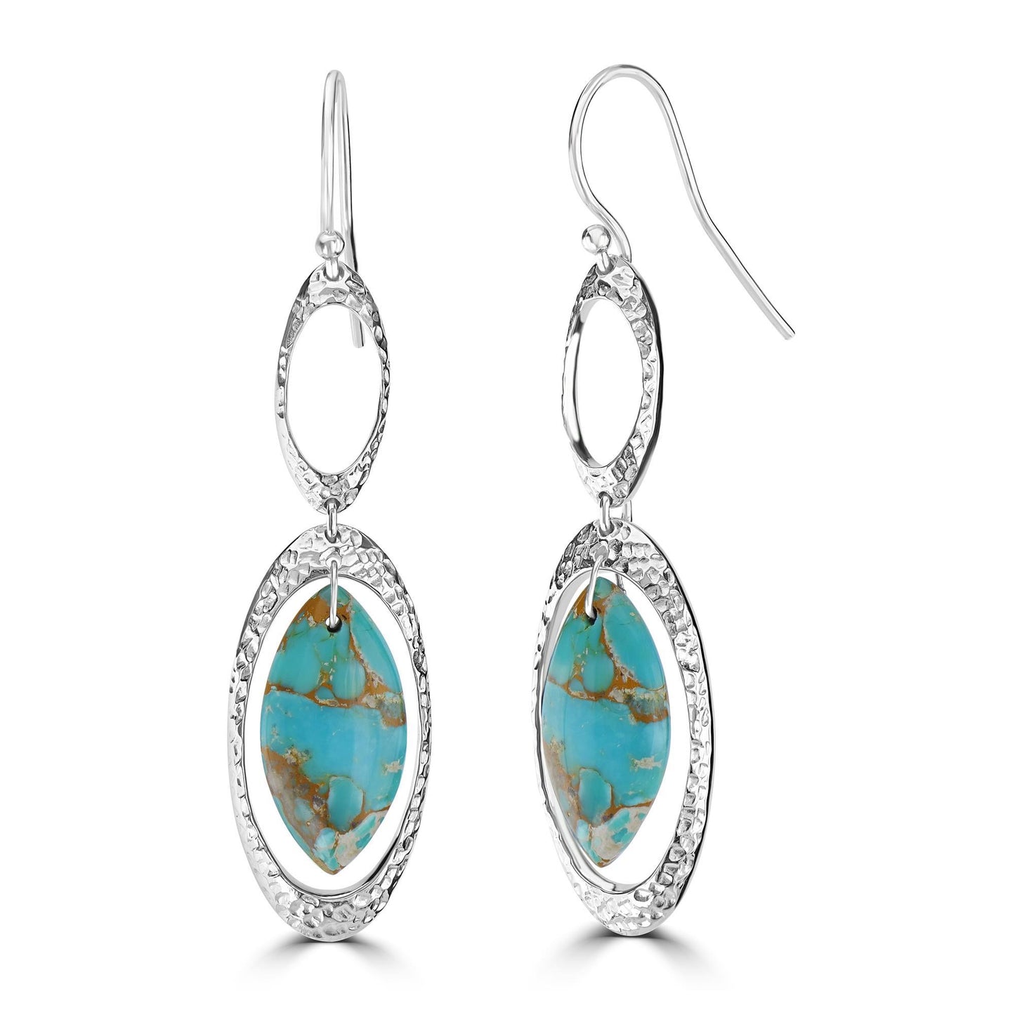 GG Collection Marquise Cabochon Gemstone Drop Earrings in Sterling Silver