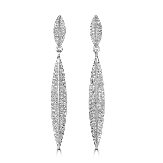 Judy Crowell Jewelry Sterling Silver Long Marquis Cubic Zirconia Drop Earrings