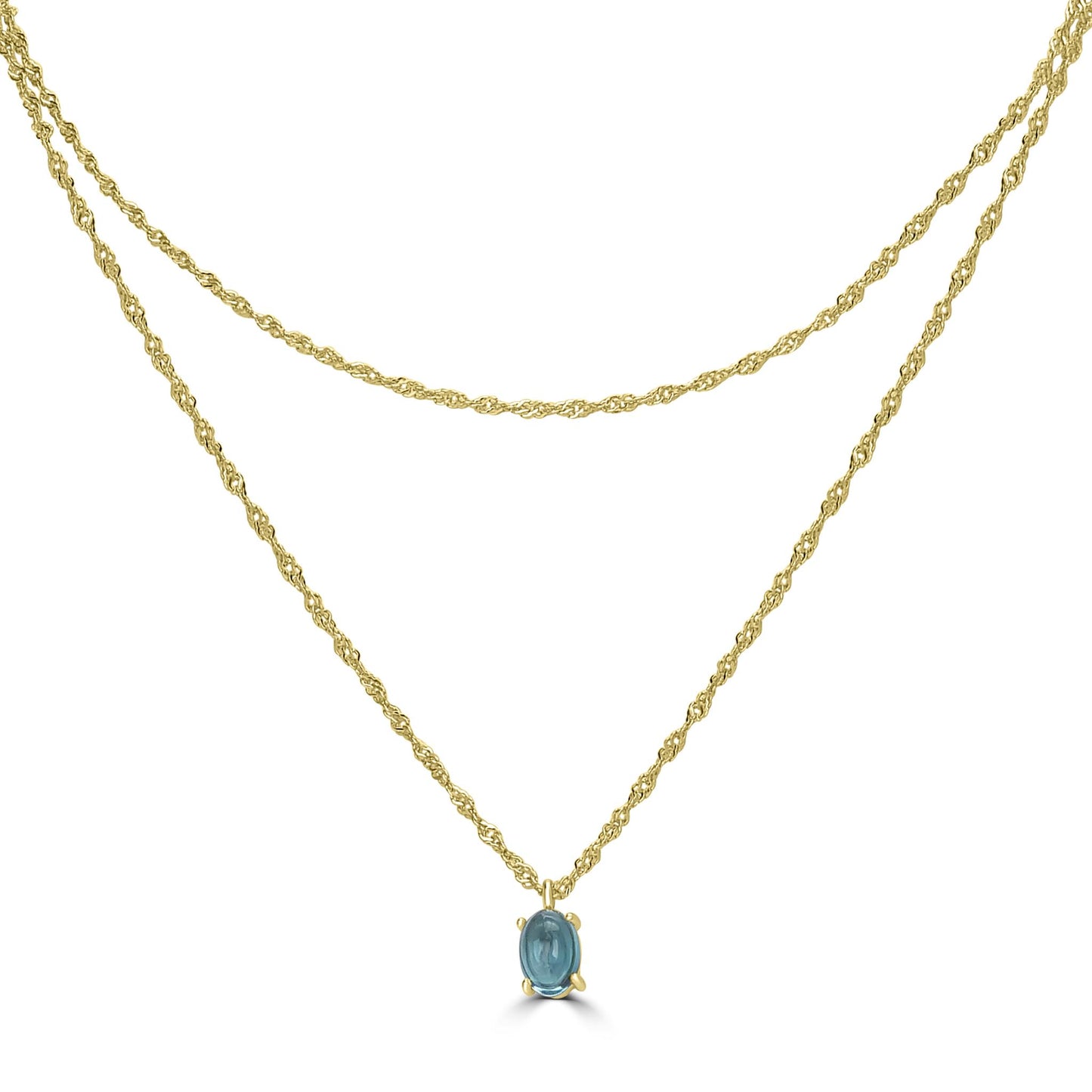 14K Gold over Sterling Silver Double Strand Swiss Blue Topaz Pendant Necklace, 18 Inches