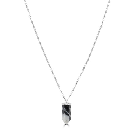 GG Collection  Sterling Silver White Buffalo Pendant Necklace, 20 Inches